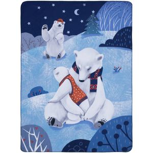 Дизайн пледа Wintart Bear из мягкого флисового материала — словно целая иллюстрация, атмосферная зимняя картинка для особого настроения и восхищения...