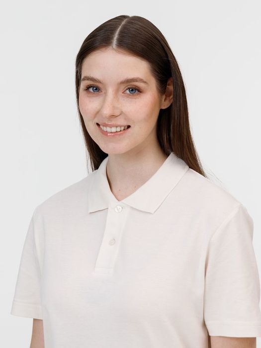 Рубашка поло унисекс Pulse, молочно-белая