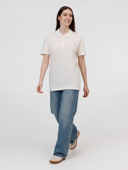 Рубашка поло унисекс Pulse, молочно-белая