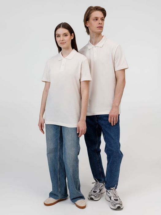 Рубашка поло унисекс Pulse, молочно-белая