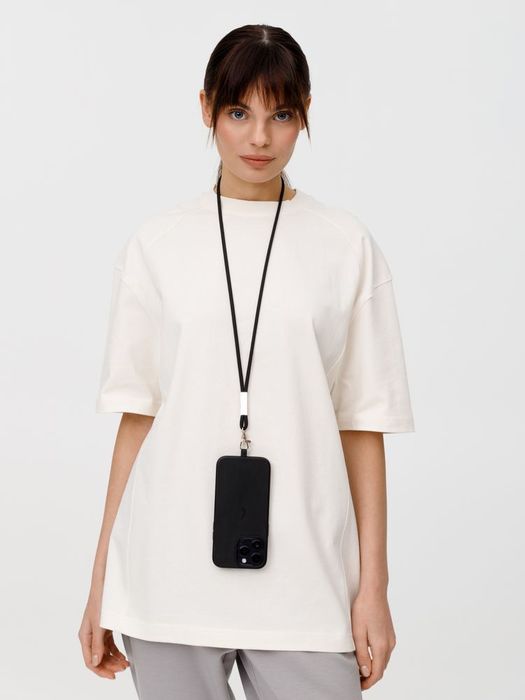 Шнурок для бейджа Tube Metal, черный