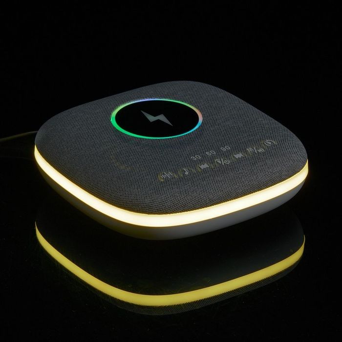 Bluetooth колонка с беспроводной зарядкой и подсветкой Terrafonic, серая