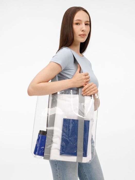Шопер Clear Fest, ver.2, прозрачный с серыми ручками