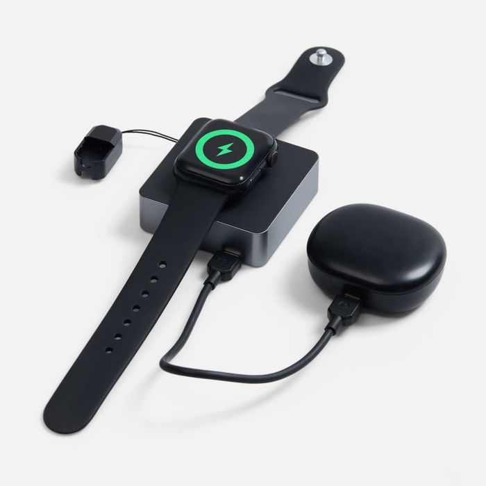 Внешний аккумулятор с беспроводной зарядкой Aura Power, серый