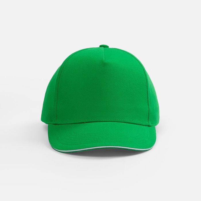 Бейсболка Classic 2.0, ярко-зеленая с белым кантом