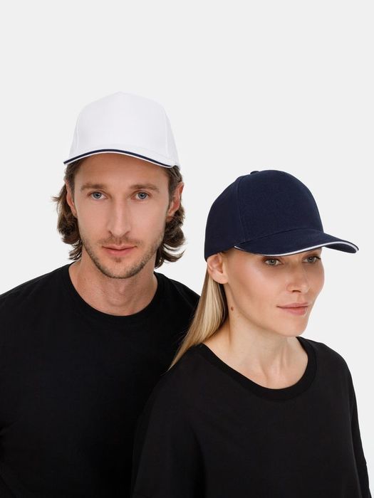 Бейсболка Classic 2.0, темно-синяя с белым кантом