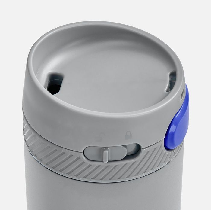 Термостакан X1 с цветной кнопкой, серый с синим