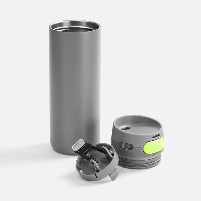 Термостакан X1 с цветной кнопкой, серый с желтым