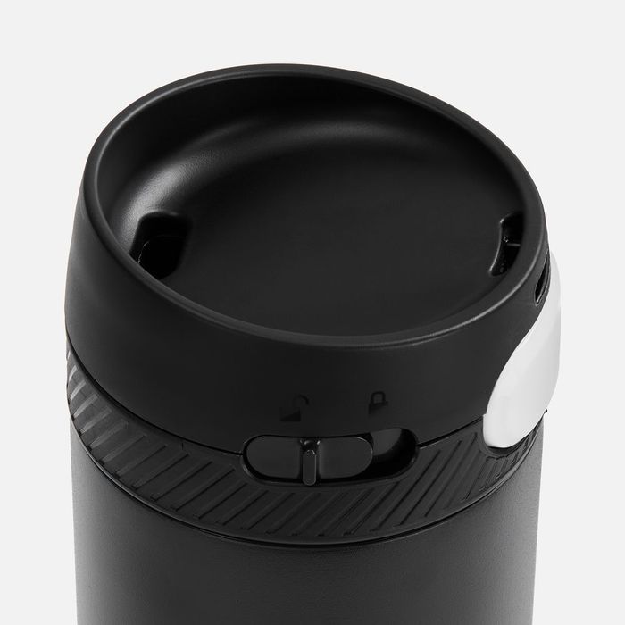 Термостакан X1 с цветной кнопкой, черный с белым