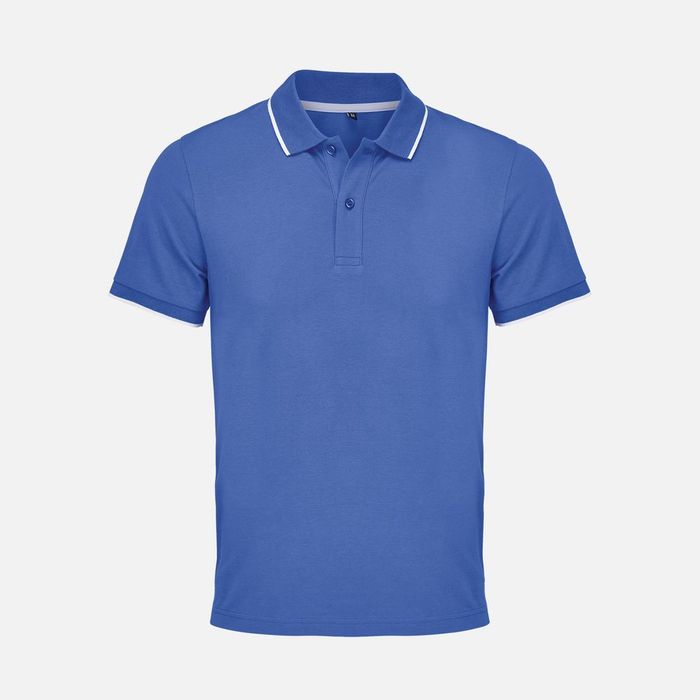 Рубашка поло унисекс Palermo, ярко-синяя с белым