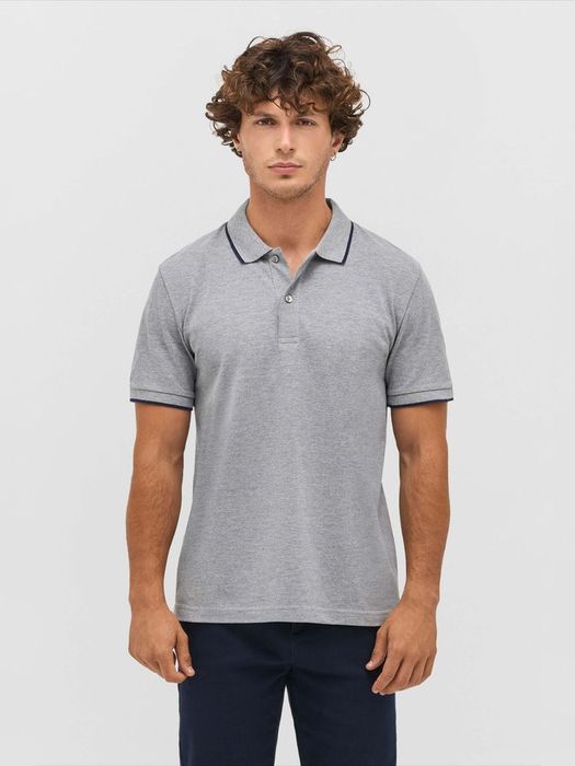 Рубашка поло унисекс Palermo, белая с темно-синим