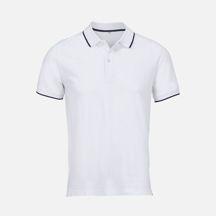 Рубашка поло унисекс Palermo, белая с темно-синим