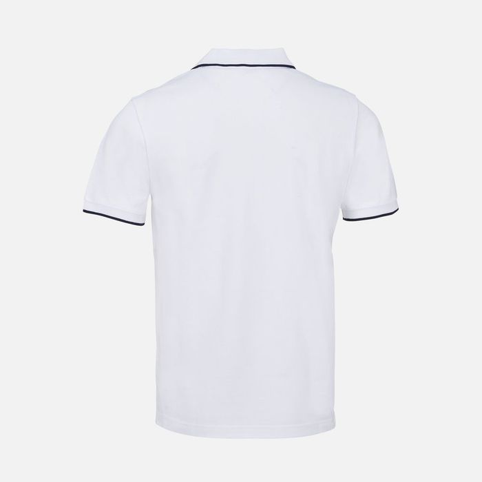 Рубашка поло унисекс Palermo, белая с темно-синим