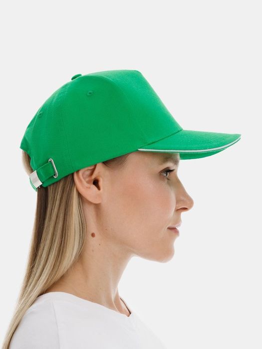 Бейсболка LONG BEACH, ярко-зеленая с белым