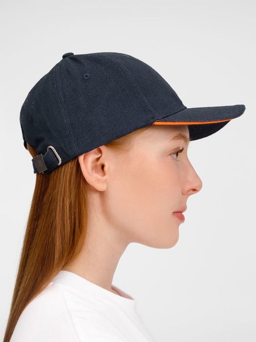 Бейсболка BUFFALO, темно-синяя с неоново-оранжевым