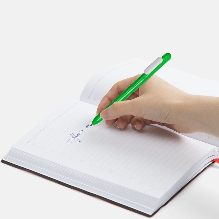 Ручка шариковая Slider, зеленая с белым
