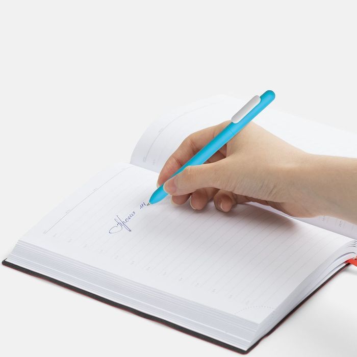 Ручка шариковая Slider Soft Touch, голубая с белым