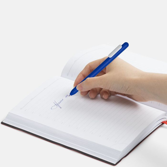 Ручка шариковая Slider Soft Touch, синяя с белым