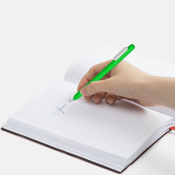 Ручка шариковая Slider Soft Touch, зеленая с белым