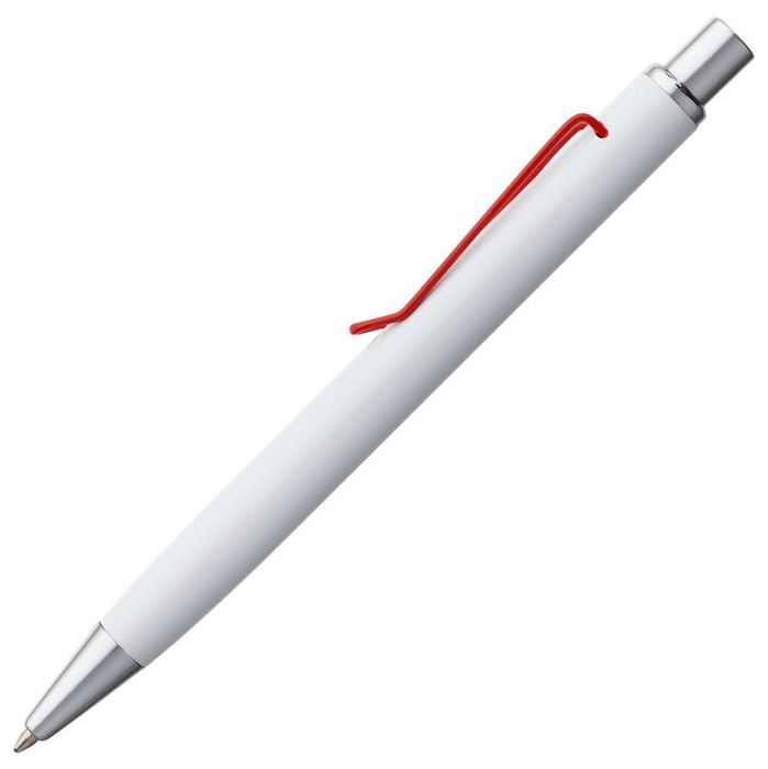 Ручка шариковая Clamp, белая с красным