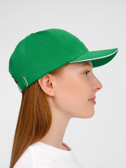 Бейсболка BUFFALO, ярко-зеленая с белым