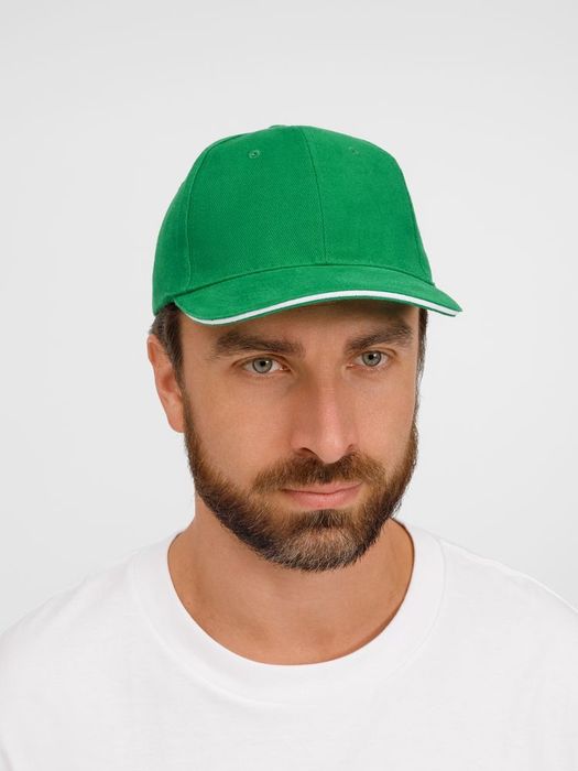 Бейсболка BUFFALO, ярко-зеленая с белым