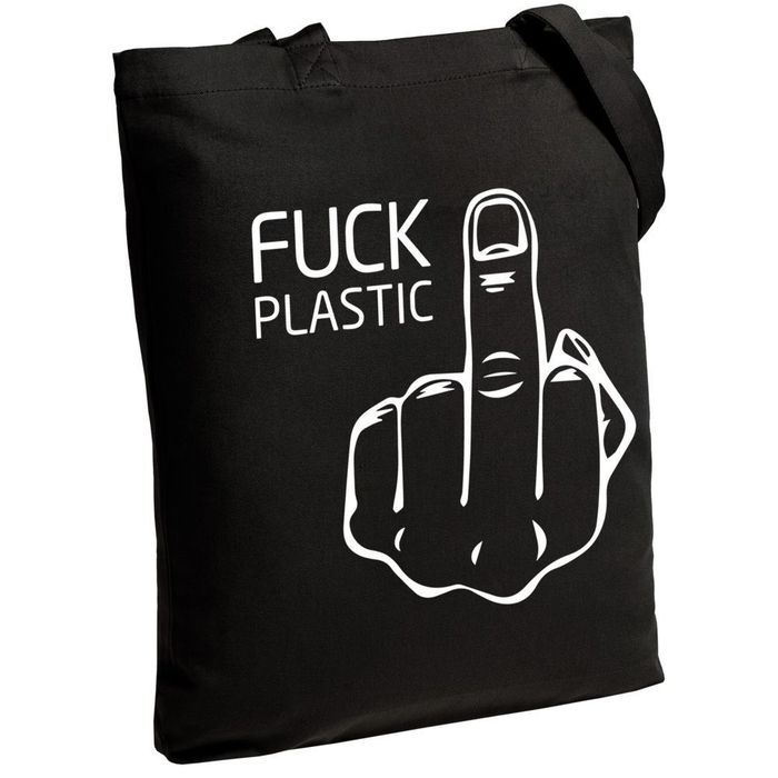 Холщовая сумка Fuck Plastic, черная