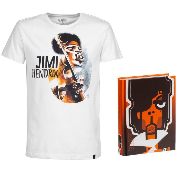 Набор «Меламед. Jimi Hendrix»: книга «111 портретов музыкантов» и футболка, белая