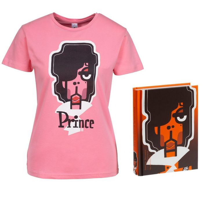Набор «Меламед. Prince»: книга «111 портретов музыкантов» и футболка женская, розовая