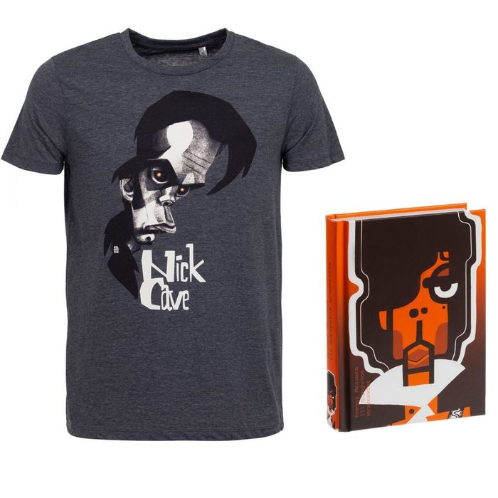 Набор «Меламед. Nick Cave»: книга «111 портретов музыкантов» и футболка, темно-синий меланж