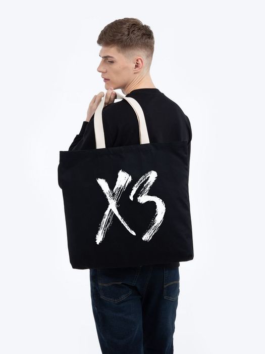 Холщовая сумка «ХЗ» с внутренним карманом, черная с белым