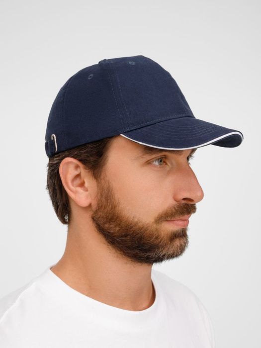 Бейсболка BUFFALO, темно-синяя с белым