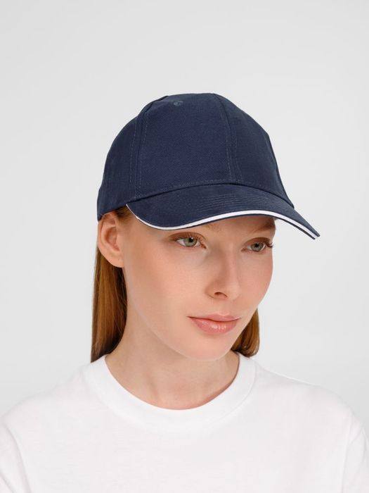 Бейсболка BUFFALO, темно-синяя с белым