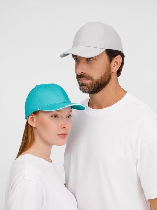 Бейсболка BUFFALO, бирюзовая с белым