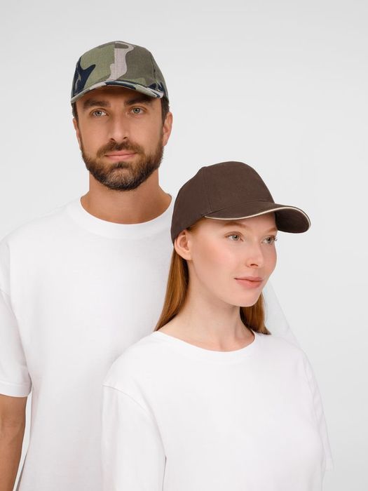 Бейсболка BUFFALO, коричневая с бежевым