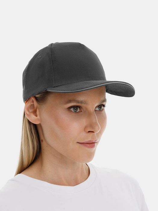 Бейсболка LONG BEACH, темно-серая со светло-серым