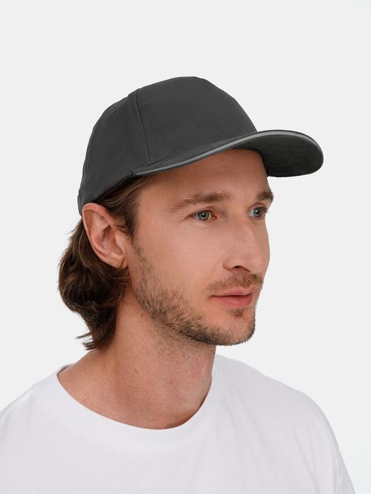 Бейсболка LONG BEACH, темно-серая со светло-серым