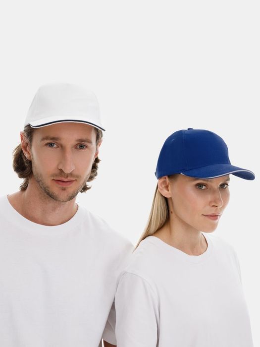 Бейсболка LONG BEACH, ярко-синяя с белым