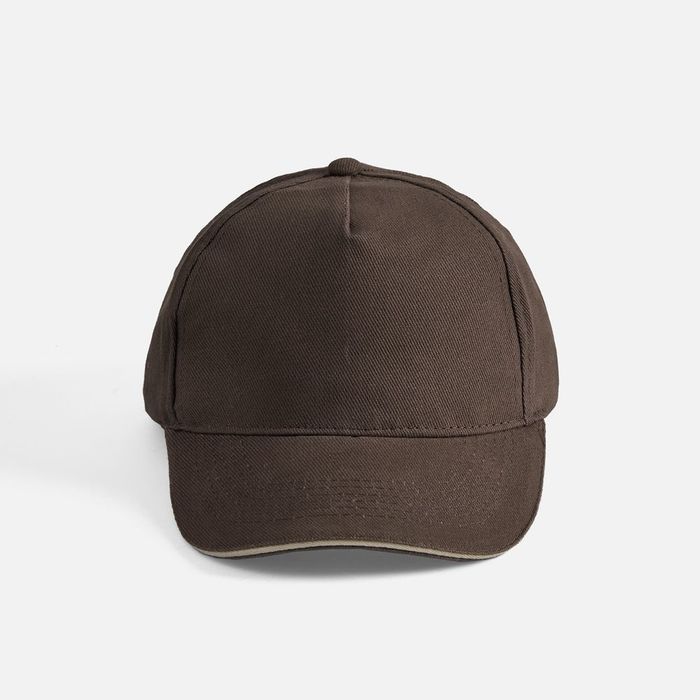 Бейсболка LONG BEACH, коричневая с бежевым