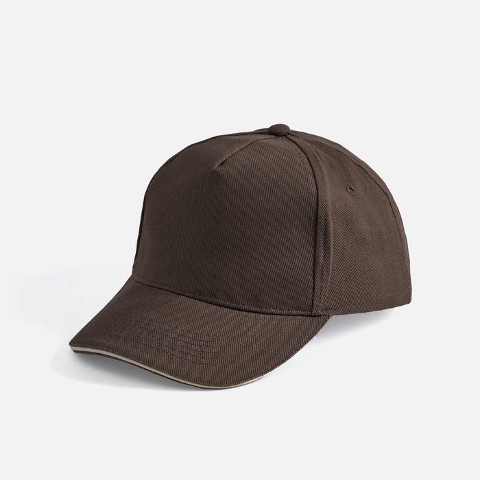 Бейсболка LONG BEACH, коричневая с бежевым