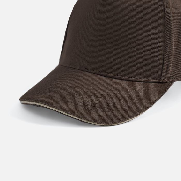 Бейсболка LONG BEACH, коричневая с бежевым