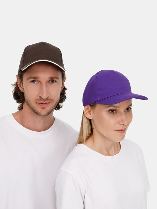 Бейсболка LONG BEACH, коричневая с бежевым