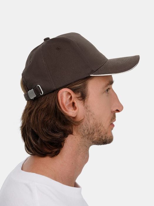 Бейсболка LONG BEACH, коричневая с бежевым