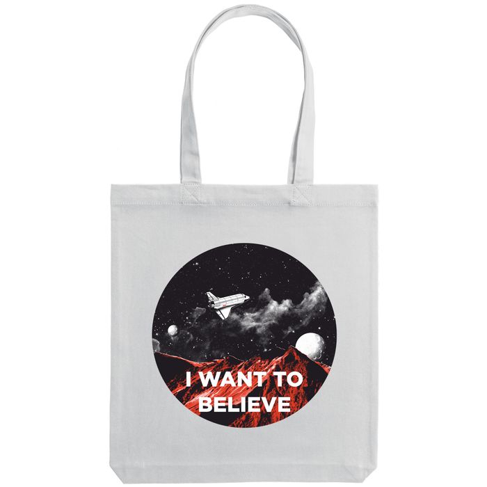 Холщовая сумка «I want to believe in», белая