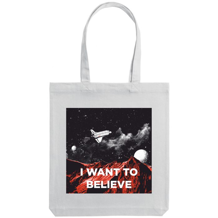 Холщовая сумка «I want to believe» , белая