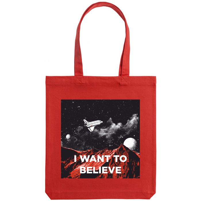 Холщовая сумка «I want to believe», красная