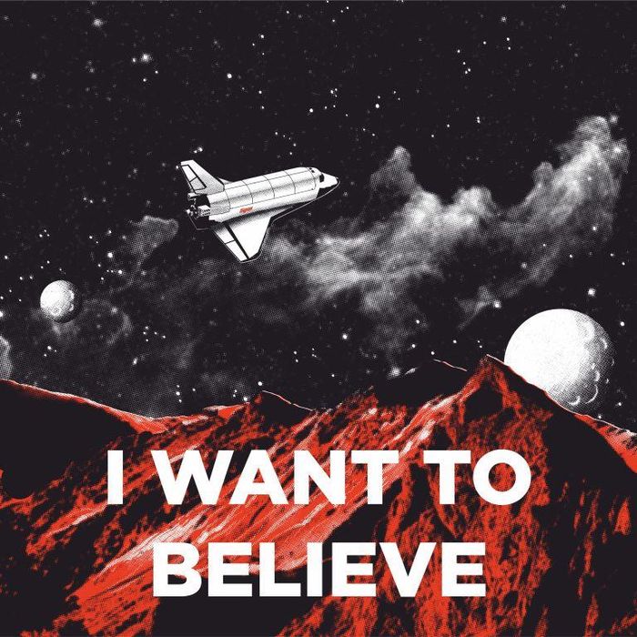 Холщовая сумка «I want to believe», красная