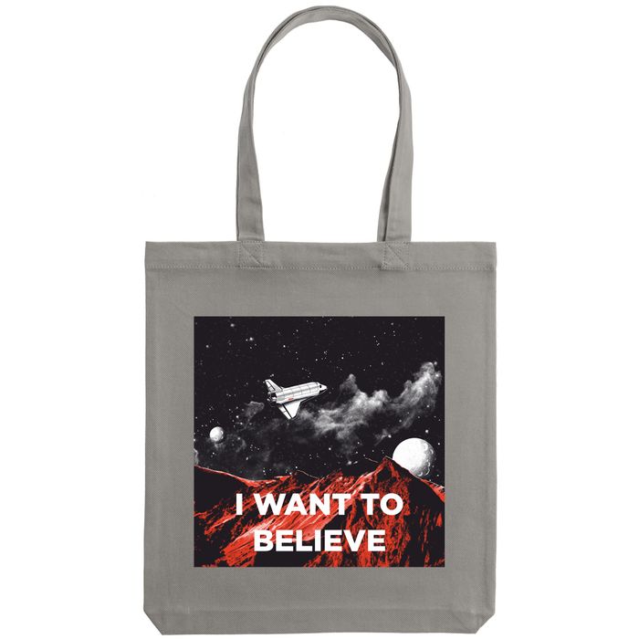 Холщовая сумка «I want to believe», серая
