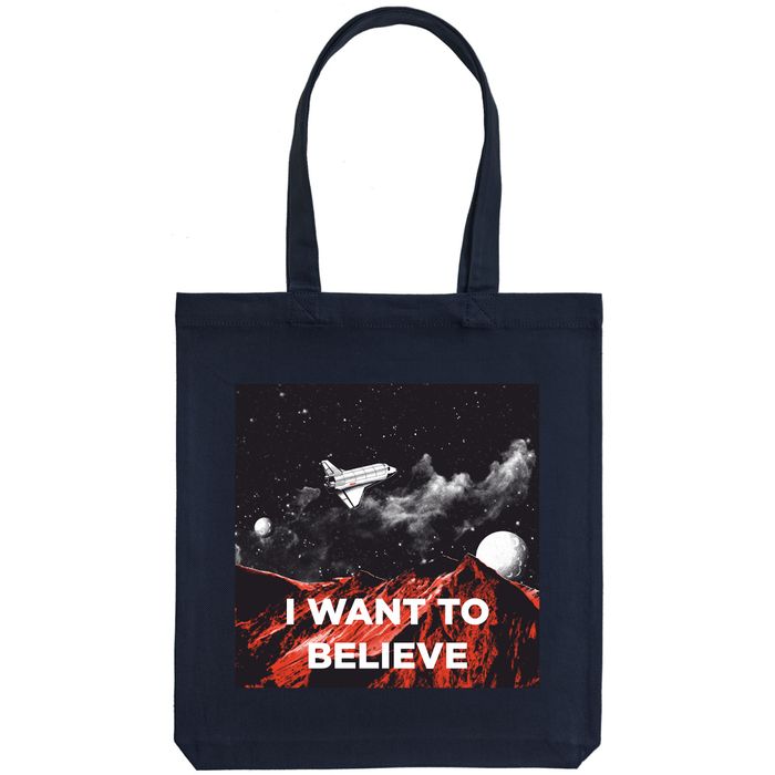 Холщовая сумка «I want to believe», тёмно-синяя