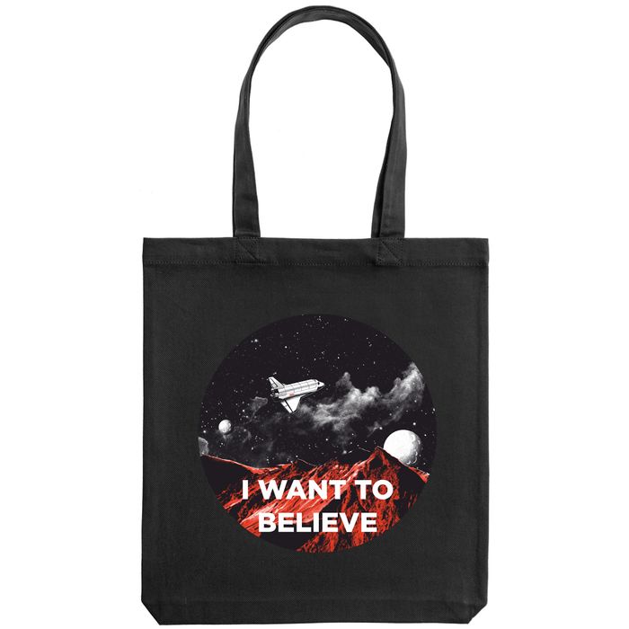 Холщовая сумка «I want to believe», чёрная
